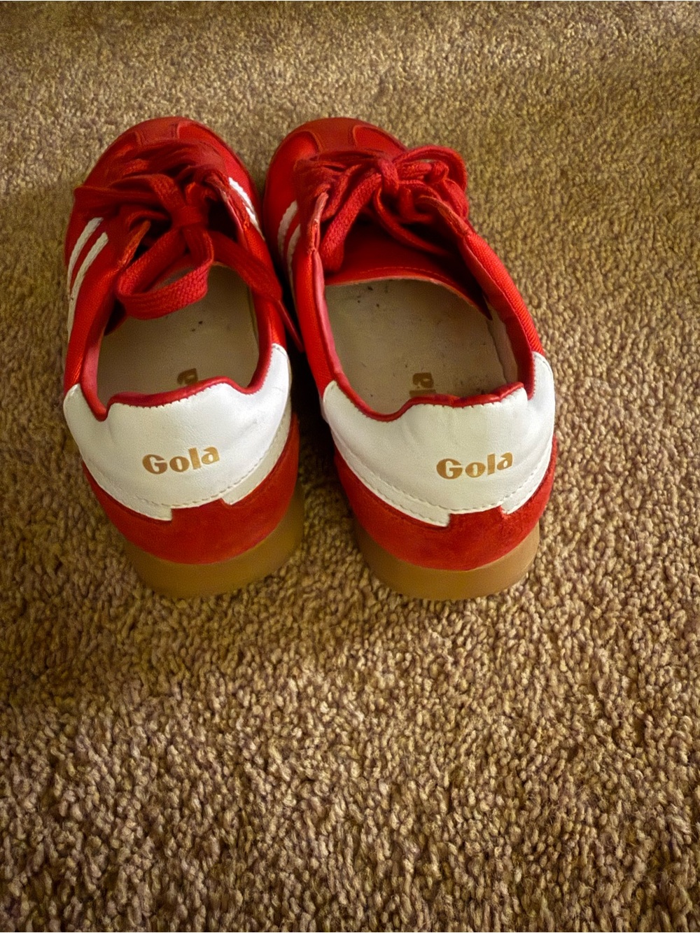 Gola Women's Red Athletic Sneakers with White Stripes - Picture 3 of 4